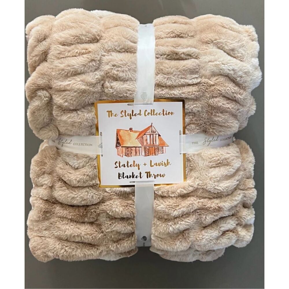 The Styled Collection Stately+Lavish Brown Ruched Fur Blanket - SOLD OUT